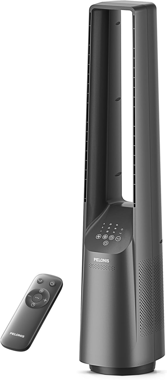 Pelonis 40" Bladeless Tower Fan with Powerful Airflow, Ultra-Quiet DC Motor (22 dB), 6 Speeds, 4 Modes PSFD42W6ALG
