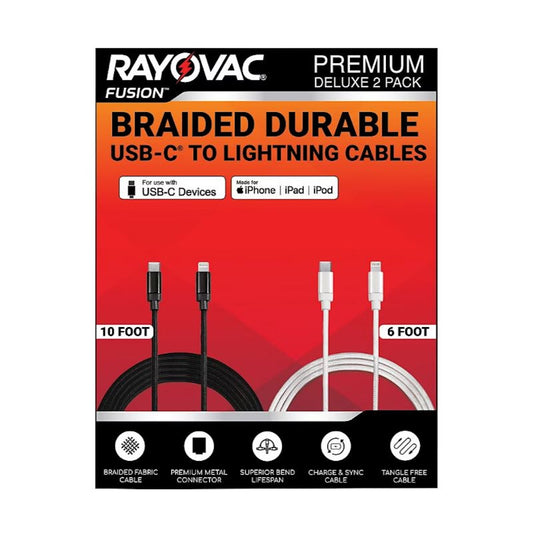 Rayovac USB-C to Lightning Cables, 2 pack RV2435