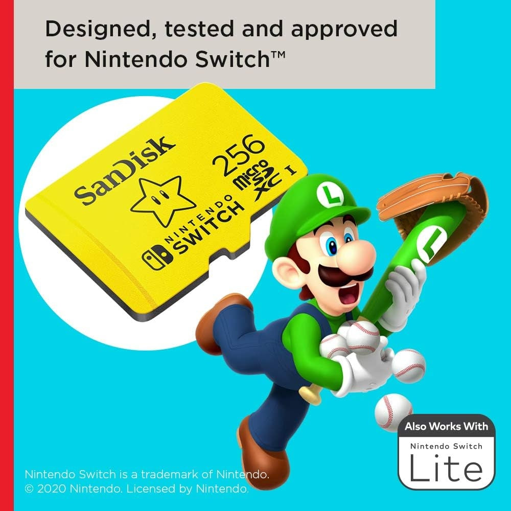 SANDISK - 256GB microSDXC UHS-I for Nintendo Switch, Speed Up to 100MB/s SDSQXAO-256G