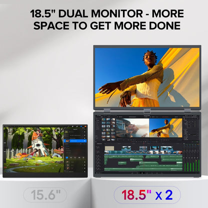 UPERFECT Dual Monitor 18.5" 1080p 100Hz 3ms Stacked Triple Monitor Folding Travel Monitor w/VESA M185F11