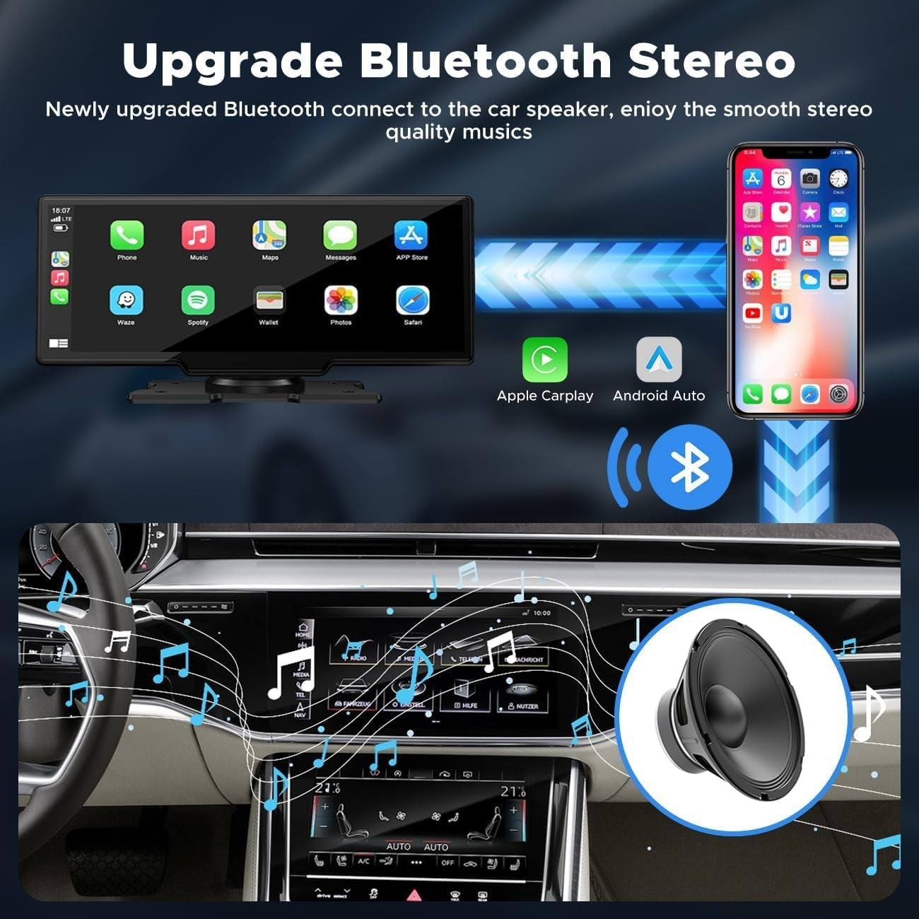 LAMTTO 9.26" Carplay Screen for Car with 2.5K Dash Cam, 1080P Backup Camera