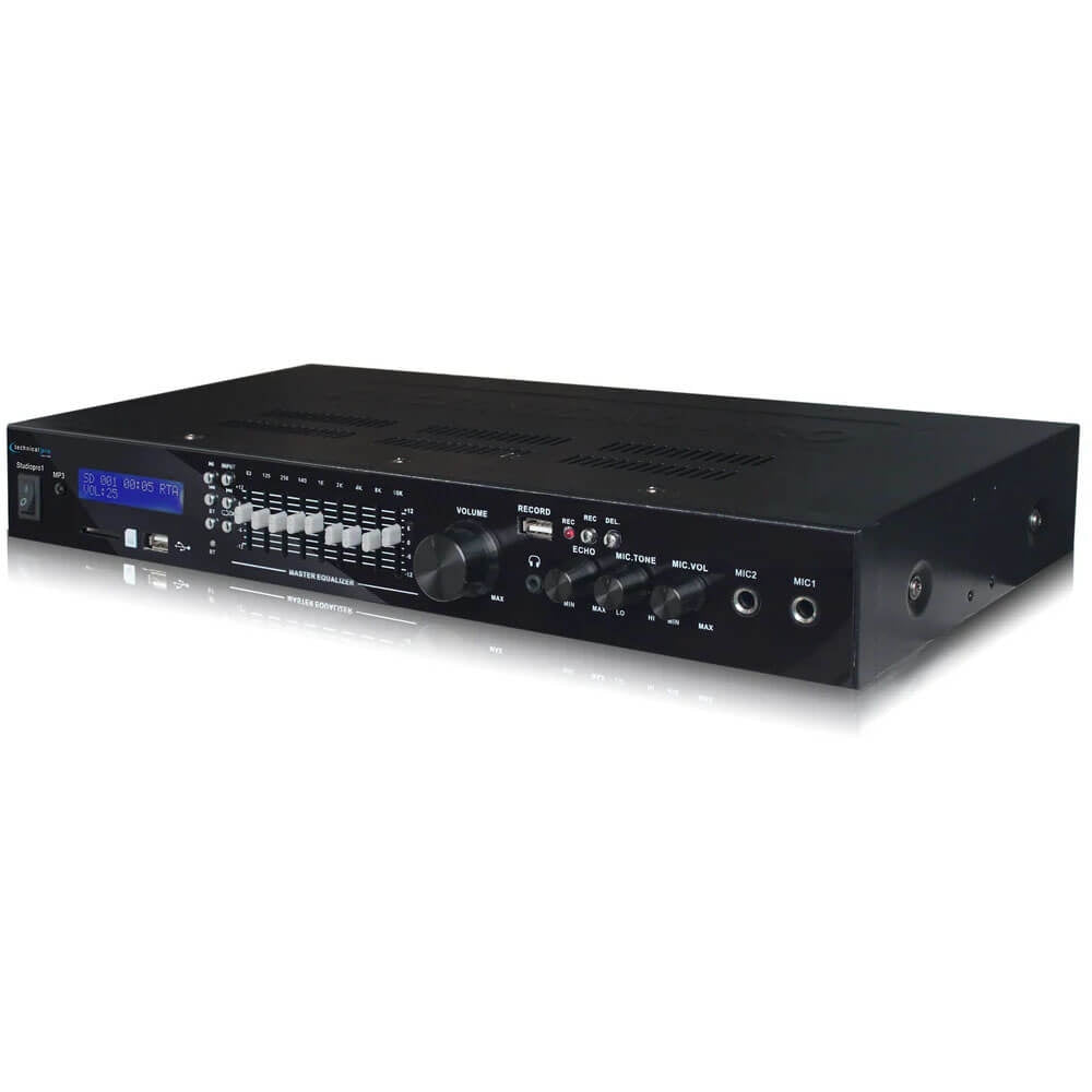 Technical Pro Bluetooth USB/SD Preamp Mixing Recorder w/2 Mic Inputs+9 Band EQ