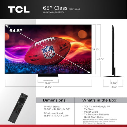 TCL - 65" Class QM7K Series 4K UHD HDR QD Mini LED Smart TV with Google TV 65QM7K