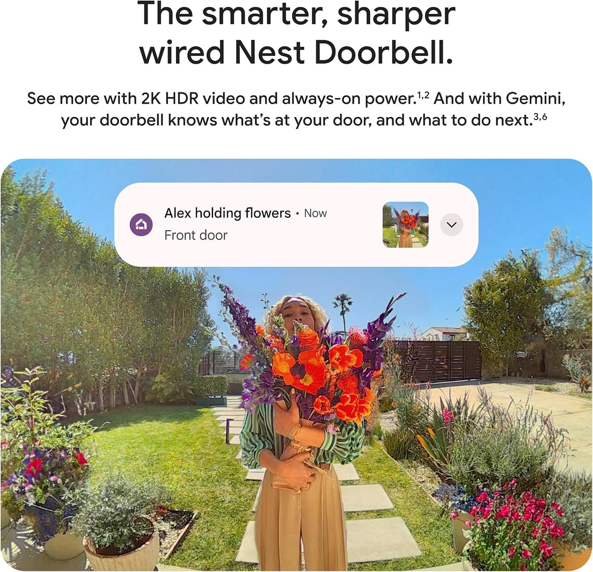 Google - Nest Doorbell (wired, 3rd gen) - Latest Model - 2K Video and Gemini - Snow GA09967-US