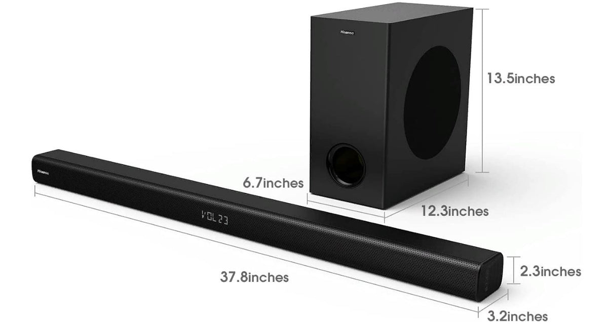 Hisense HS218 2.1ch Sound Bar w/ Wireless Subwoofer 200W, Bluetooth, HDMI ARC