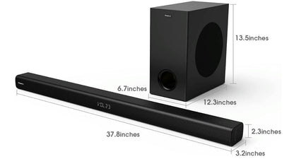 Hisense HS218 2.1ch Sound Bar w/ Wireless Subwoofer 200W, Bluetooth, HDMI ARC