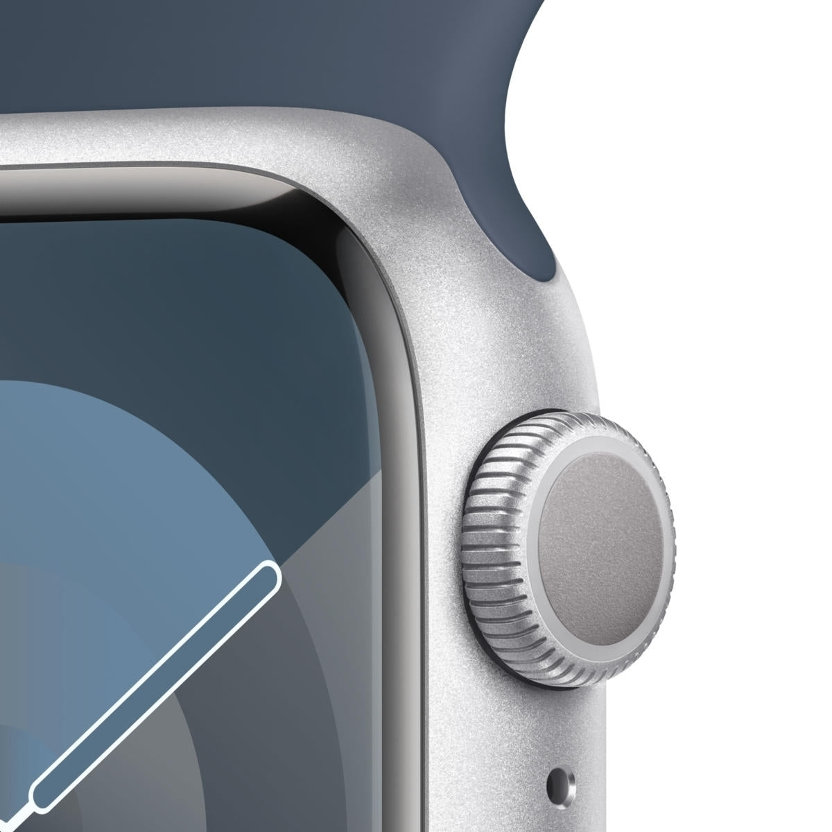 Apple Watch Series 9 GPS 41mm Silver Aluminum Case with Storm Blue Sport Band S/M MR903LW/A