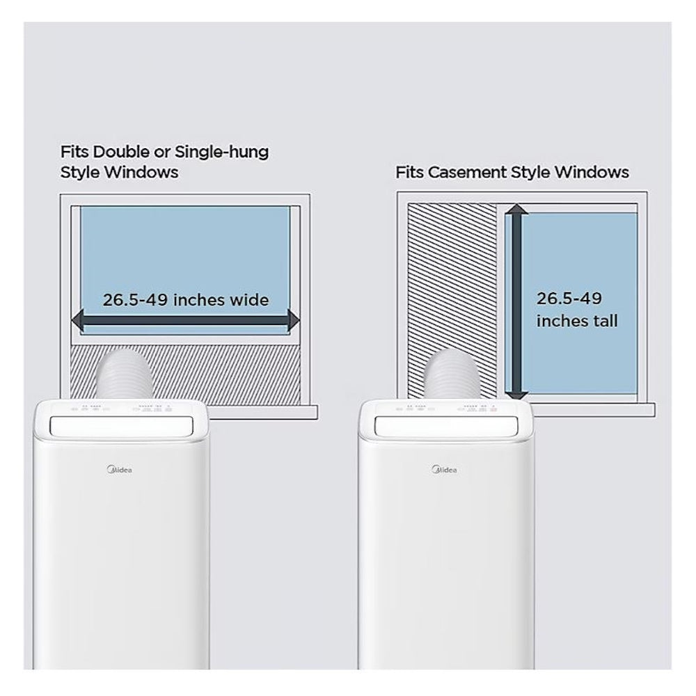Midea Smart Inverter 10,000 BTU DOE Portable Air Conditioner White, 450 sq ft, compatible app for voice assistant (such as Alexa or Google Home)  MAP10V1JWT-B