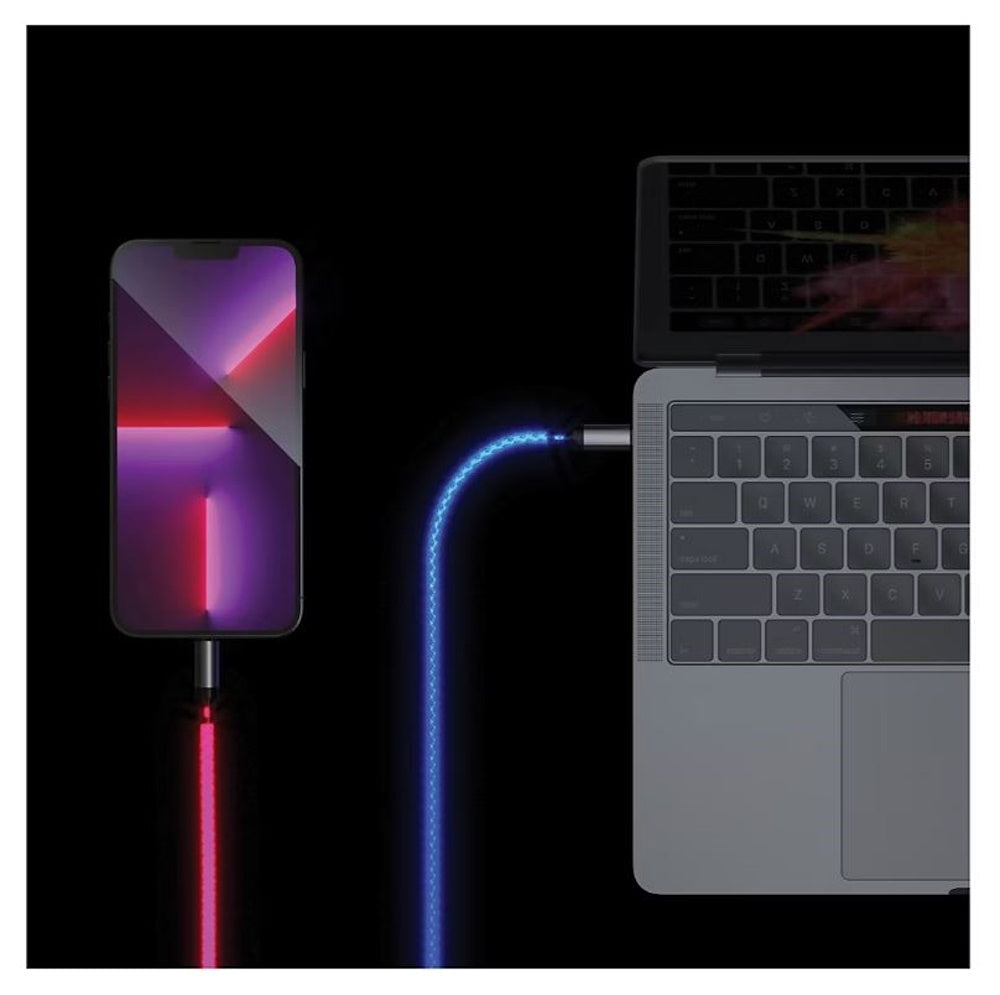 Atomi 4' USB-C to USB-C LED Light Up Cable with PD Charger AT2459