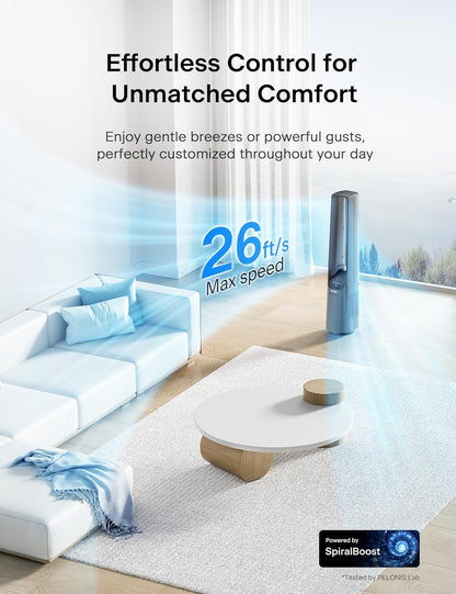 Pelonis 40" Bladeless Tower Fan with Powerful Airflow, Ultra-Quiet DC Motor (22 dB), 6 Speeds, 4 Modes PSFD42W6ALG