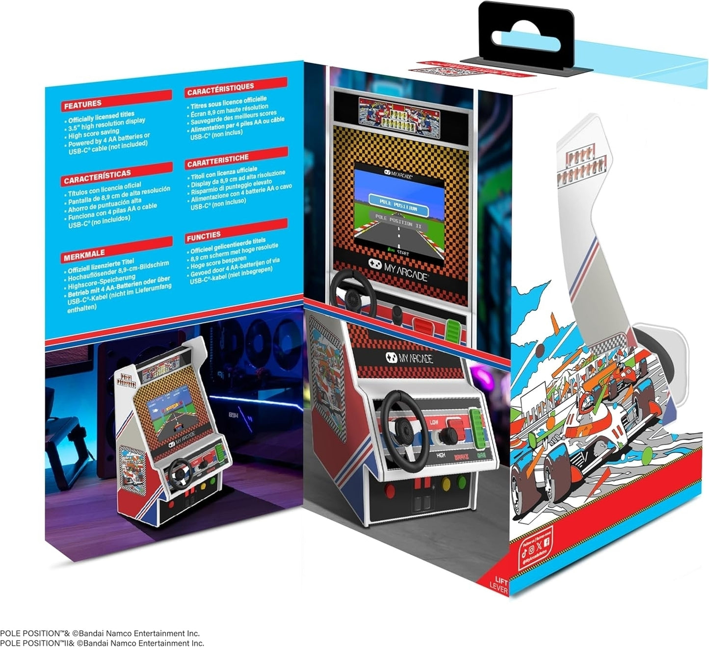 My Arcade Pole Position Racing Player Retro Mini Arcade Console 2 Games DGUNL7022