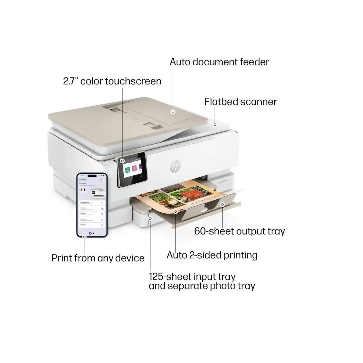 HP - Envy Inspire 7955e Wireless AI-Enabled AiO Inkjet Photo Printer White & Sandstone 1W2Y8A#B1H