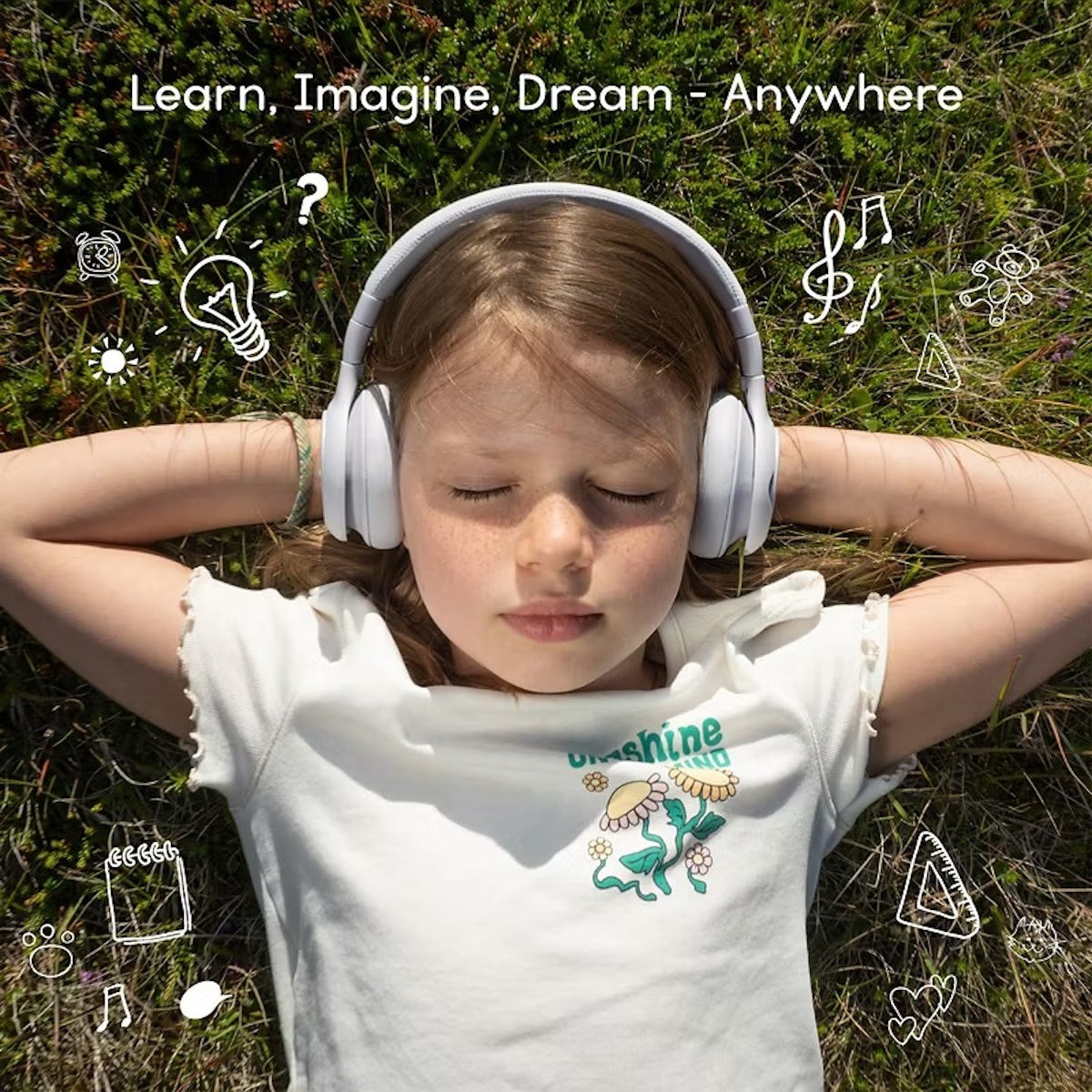 ONANOFF - StoryPhones Bluetooth Kids Folding On-Ear Storytelling Headphones with Mic, 20-Hour Play Time Bundle - Blue