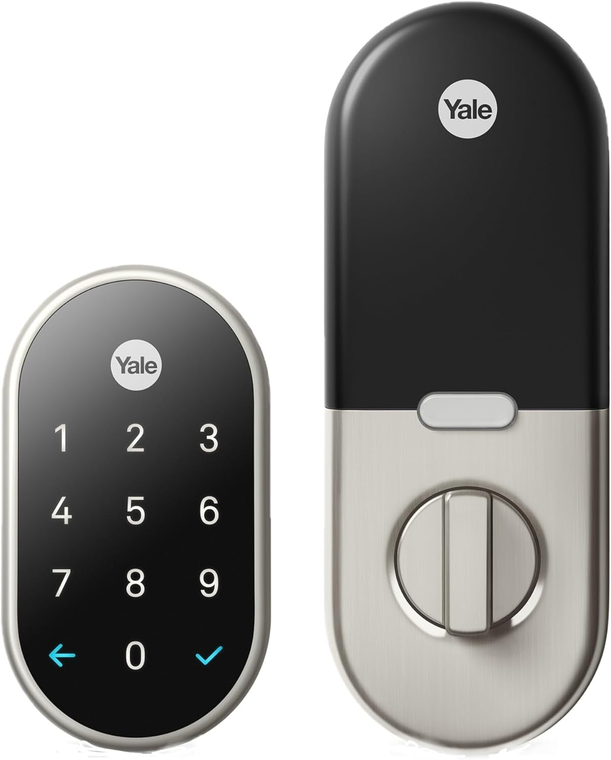 Nest x Yale - Smart Lock Wi-Fi Replacement Deadbolt with App/Keypad/Voice assistant Access - Satin Nickel