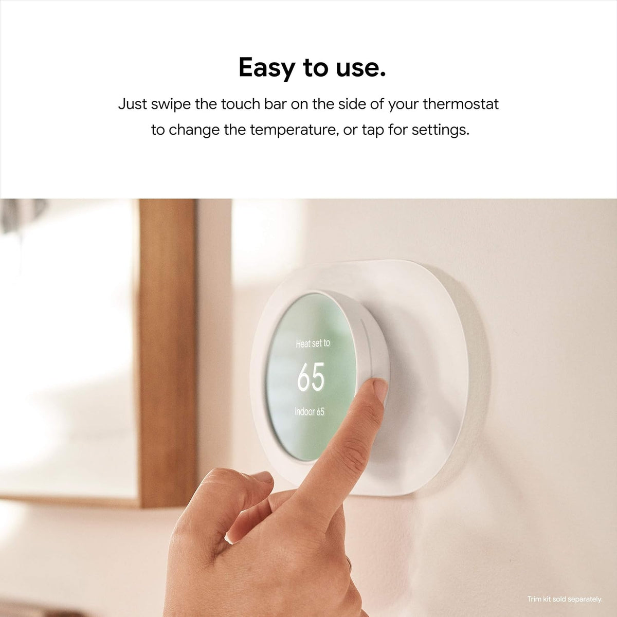 Google Nest Smart Thermostat for Home, Programmable Wi-Fi Thermostat - Fog 69N3SF