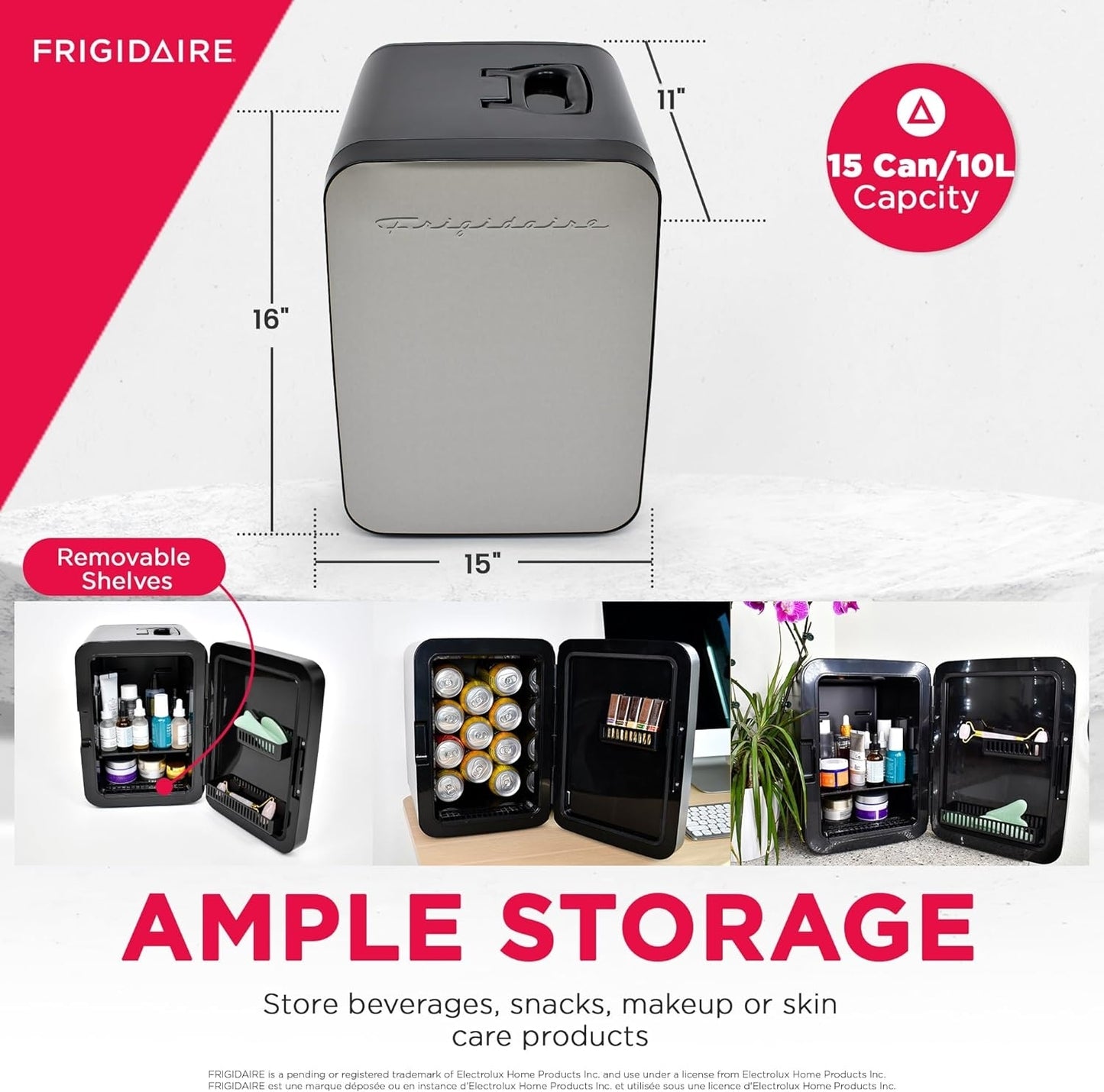 Frigidaire Portable 10L, 15-can Mini Fridge Stainless Steel EFMIS183-B-SS