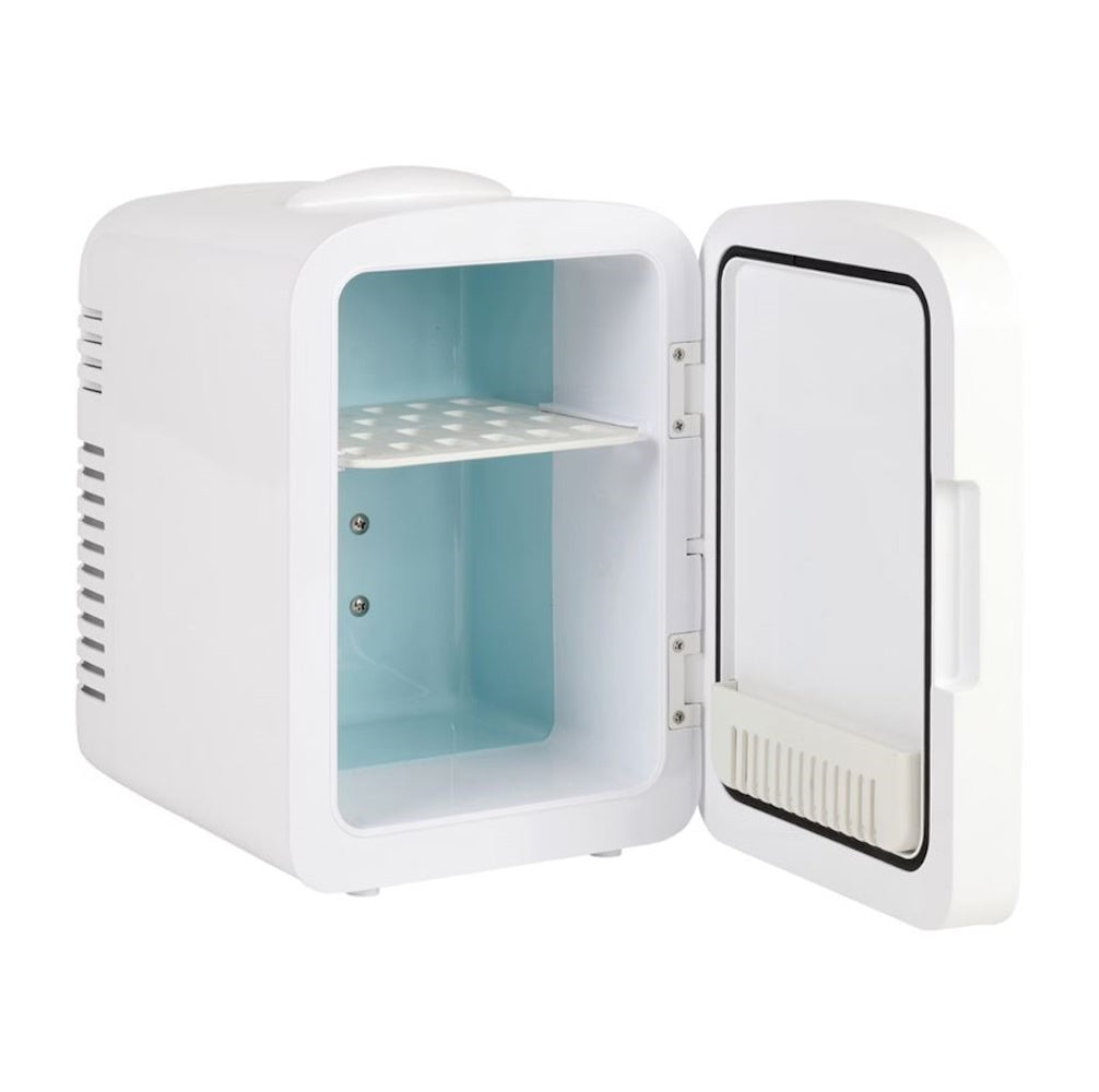 Frigidaire 6-Cans/4L Mini Fridge with Gallery Light Up Mirror EFMIS210-WHITE.DG, Includes 110V home power cord & 12V DC car adapter