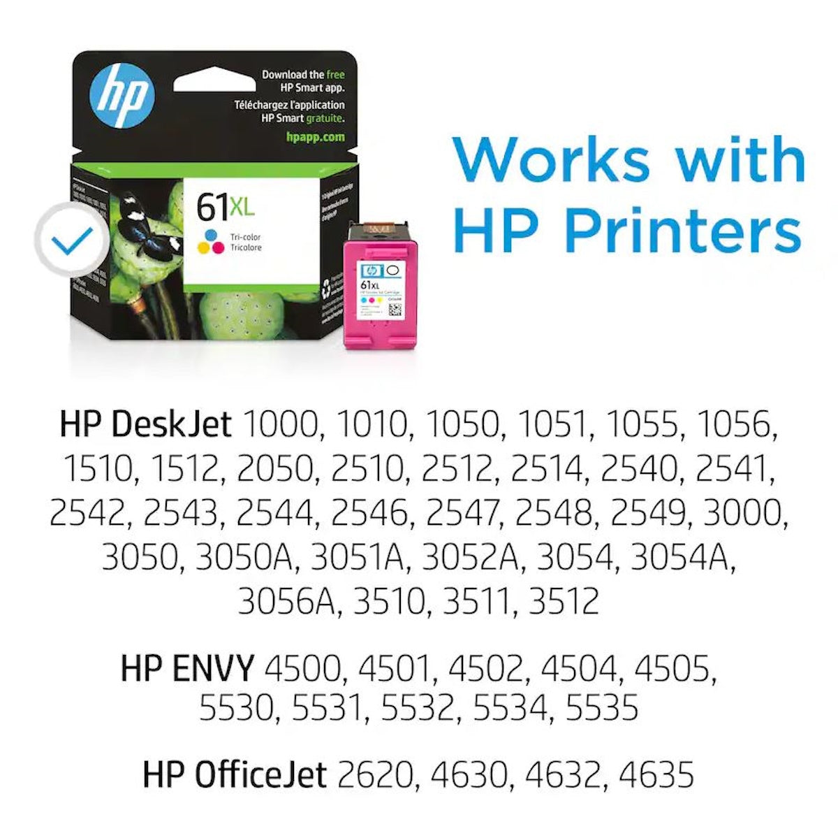 HP 61 Tri-Color High Yield Ink Cartridge, Prints Up to 300 Pages CH564WN#140