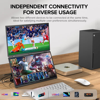UPERFECT Dual Monitor 18.5" 1080p 100Hz 3ms Stacked Triple Monitor Folding Travel Monitor w/VESA M185F11