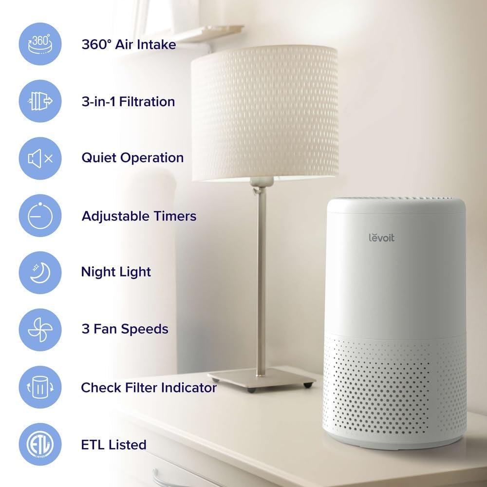 LEVOIT Air Purifiers for Home Allergies and Pets Hair, H13 True HEPA Air Purifier Filter