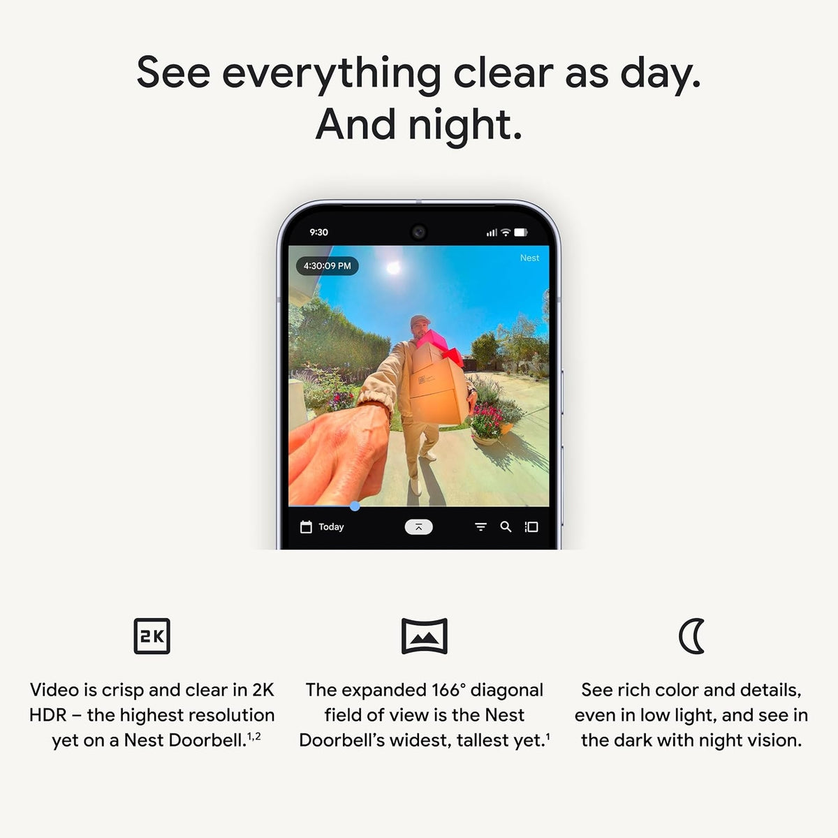Google - Nest Doorbell (wired, 3rd gen) - Latest Model - 2K Video and Gemini - Snow GA09967-US