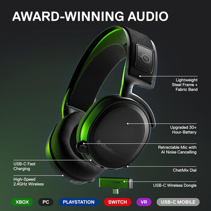 SteelSeries Arctis 7X+ Next Generation Wireless Gaming Headset on Xbox Series X|S with 30-Hour Battery, USB-C Charging 61472