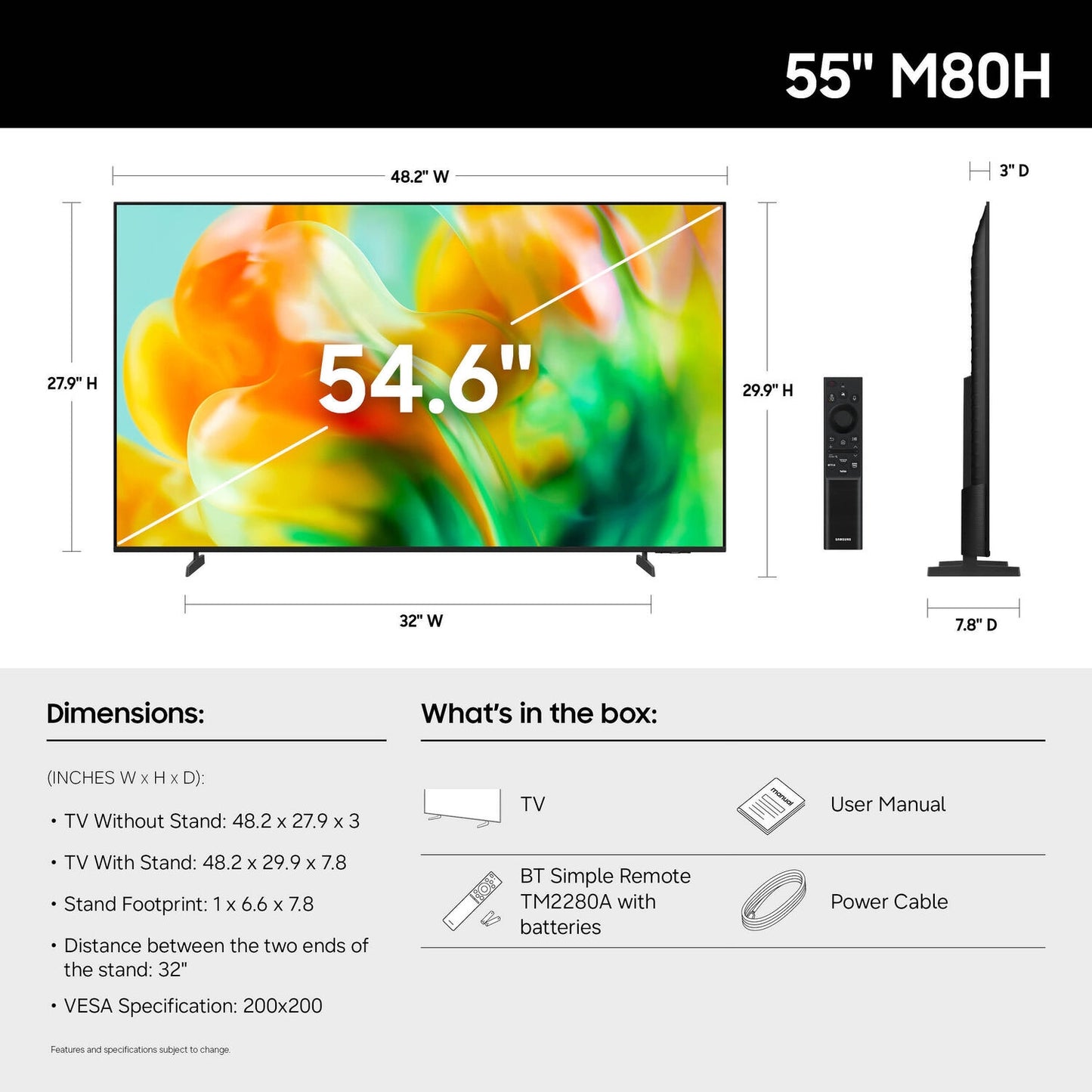 Samsung 55-Inch Class M80H Series Mini LED 4K Smart TV 2026 Model UN55M80HAFXZA