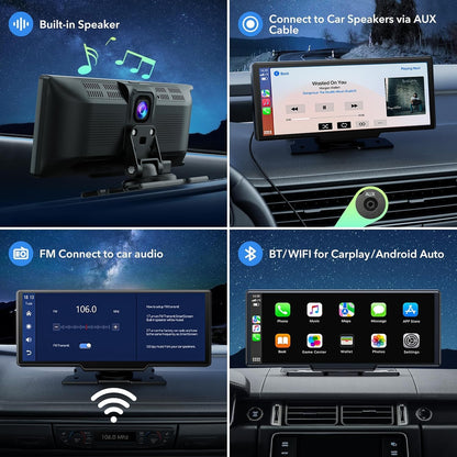 LAMTTO 9.26" Carplay Screen for Car with 2.5K Dash Cam, 1080P Backup Camera