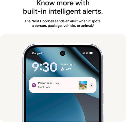 Google - Nest Doorbell (wired, 3rd gen) - Latest Model - 2K Video and Gemini - Snow GA09967-US