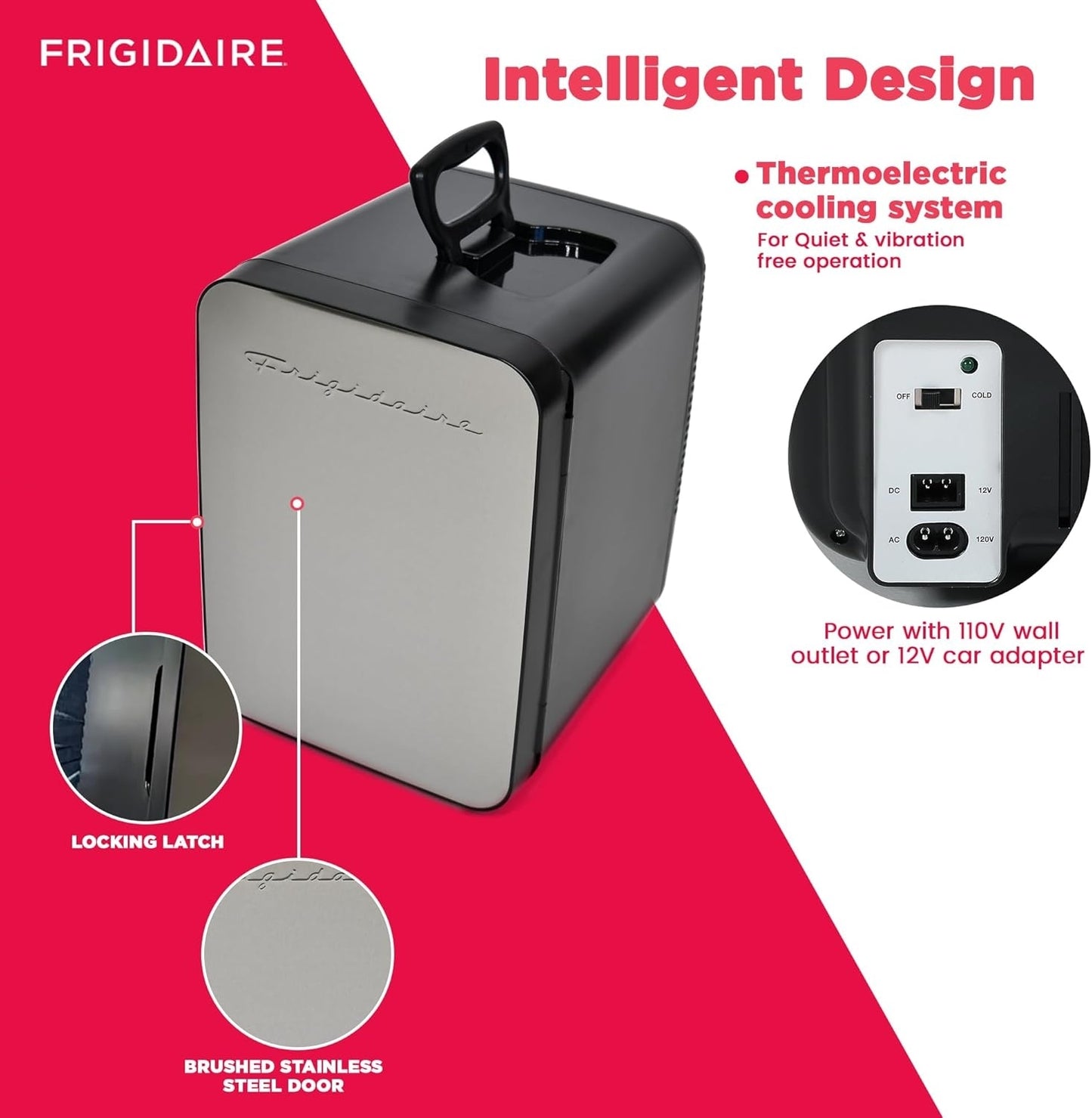 Frigidaire Portable 10L, 15-can Mini Fridge Stainless Steel EFMIS183-B-SS
