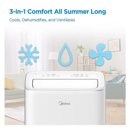 Midea Smart Inverter 10,000 BTU DOE Portable Air Conditioner White, 450 sq ft, compatible app for voice assistant (such as Alexa or Google Home)  MAP10V1JWT-B