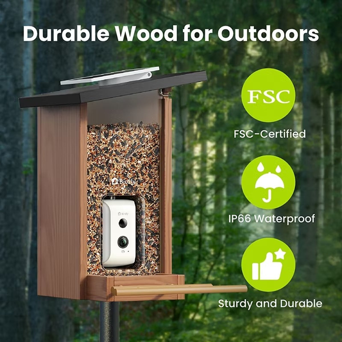 Birdfy Smart Bird Feeder Ebony with Camera and Solar Panel
