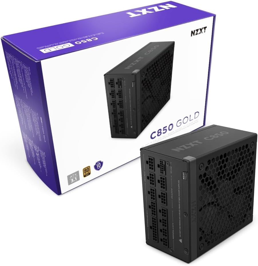 NZXT C850 850 Watt 80 Plus Gold ATX Fully Modular Power Supply (Black) - ATX 3.1 Compatible PA-8G2BB-US