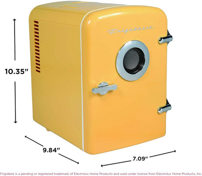 FRIGIDAIRE Mini Portable Fridge Cooler, BUILT-IN BLUETOOTH SPEAKER, Yellow EFMIS151-YELLOW