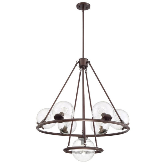 Luminance F26117-64 Messier 7-Light Chandelier Clear Seeded Glass Globe Dimmable - Provincial Bronze Finish