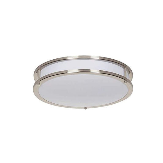 Sunset Lighting 16" LED Flush Mount 32W 4000K Etched White Opal Acrylic Lens, Dimmable w/ Bright Stain Nickel Finish - F9916-80-1-4K
