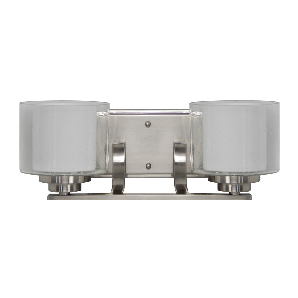 Sunset Lighting Abbot 2-Light Vanity 100W Frosted Opal Glass, Dimmable Bright Satin Nickel Finish F17012-80