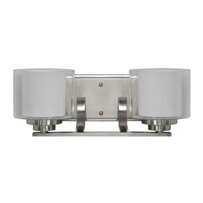 Sunset Lighting Abbot 2-Light Vanity 100W Frosted Opal Glass, Dimmable Bright Satin Nickel Finish F17012-80