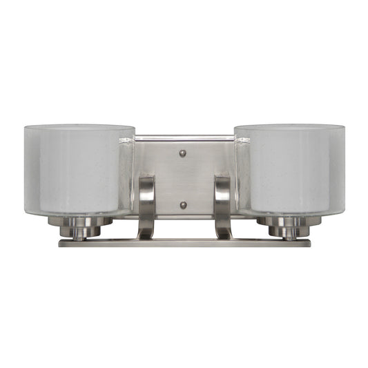 Sunset Lighting Abbot 2-Light Vanity 100W Frosted Opal Glass, Dimmable Bright Satin Nickel Finish F17012-80