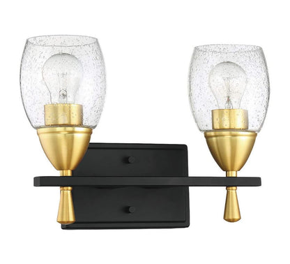 Luminance Kelston Black & Gold 2-Light Vanity Metal Wall Sconce F7532-23