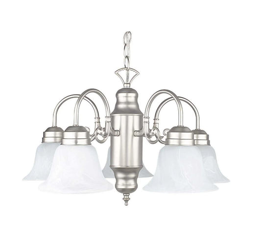 Sunset Lighting 5-Light Down Chandelier, Dimmable Satin Nickel Finish F6316-53