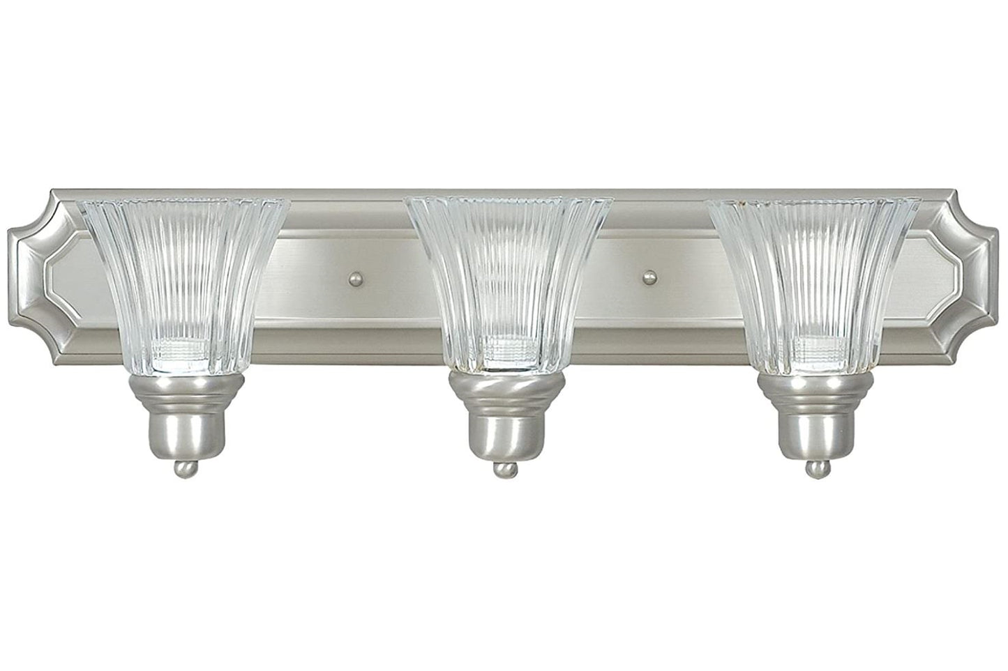 Sunset Lighting 3-Light Vanity Prismatic Clear Glass Satin Nickel Finish - F3573-53