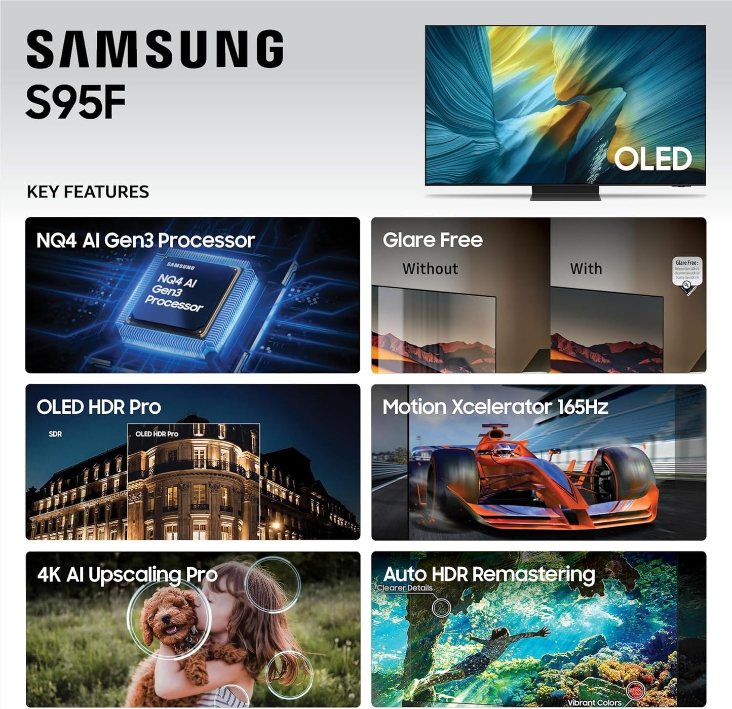 Samsung 65" Class OLED 4K S95FD OLED HDR Pro Vision AI Smart TV 2025 QN65S95FDF