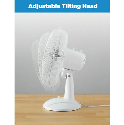 Mainstays 12" 3-Speed Oscillating Table Fan White FT30-8MBW