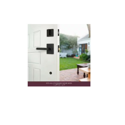 Woodward Matte Black Single Cylinder Door Handleset with Woodcliff Interior Lever HG2X9H21LXEXJ