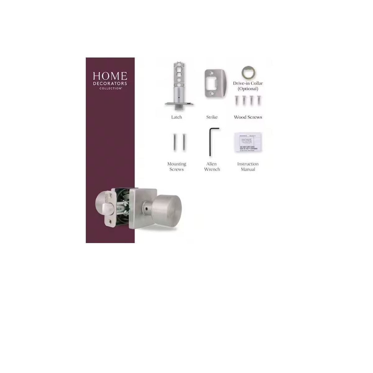 Ridgeway Satin Nickel Passage Hall/Closet Door Knob with Square Rose T5X23SYXP