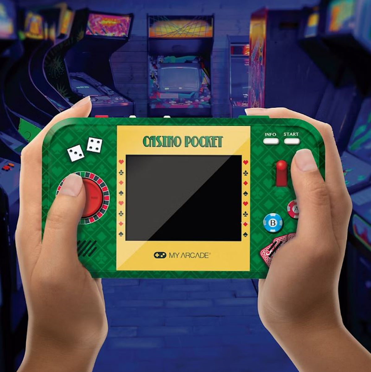 My Arcade Casino Pocket with 30+ Different Games, 3.5" Full-Color Display, Built-in Speaker, 3.5mm Headphone Port, Slot Machine Pull DGUN-3948