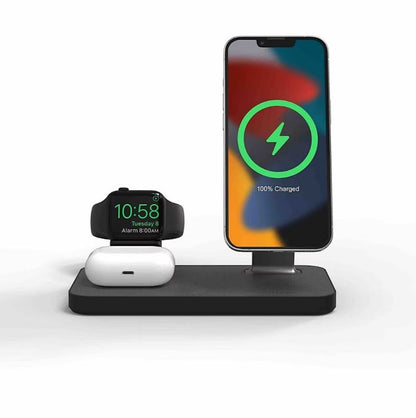 Mophie Snap+ 3-in-1 Charging Stand with Watch Adapters SNP-3N1-BYO Black