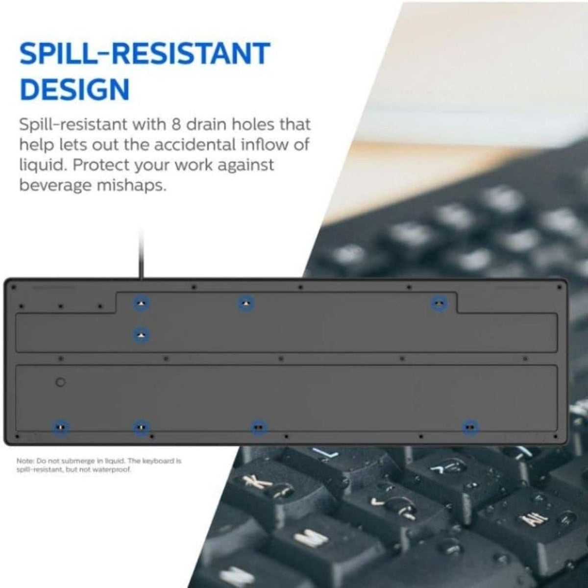Philips USB Keyboard for Home or Office - 104/105 Quiet-Click Keys, Ergonomic, Low-Profile SPK6234