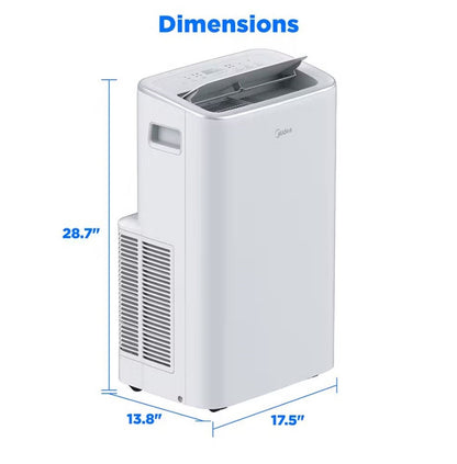 Midea 8,000 BTU DOE Smart Portable Air Conditioner, for spaces up to 350 sq. ft., 3-in1 Comfort: get cooling, dehumidification, & fan modes MAP08S1JWT-B